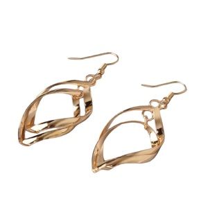 Gold Twisted Hoop Drop Earrings